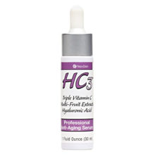 HC3 - Extremely potent triple action 10% Vitamin C serum with Hyaluronic Acid & a powerful Superfruit Anti-Oxidant complex! The strongest Vitamin C serum on the market, including THREE active types of Vitamin C in a Hyaluronic Acid solution. Hydrates skin, erases years of wrinkles, fine lines, and sun damage.